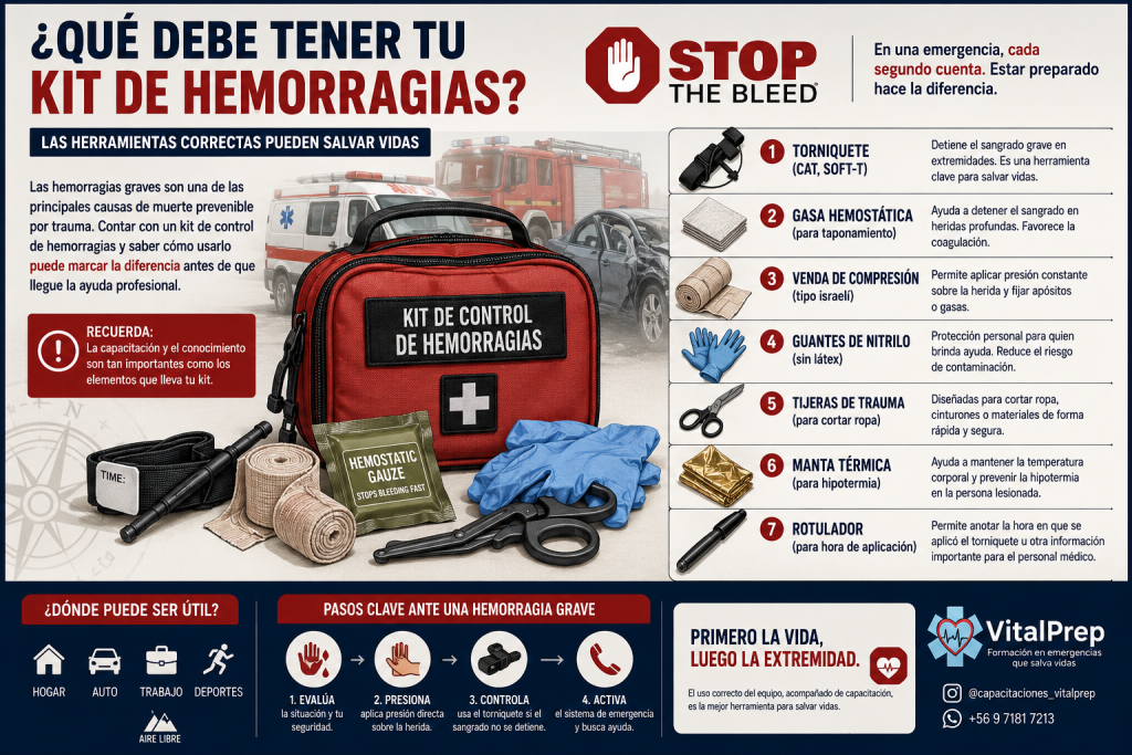 ¿Qué debería tener un kit de control de hemorragias? Elementos esenciales
